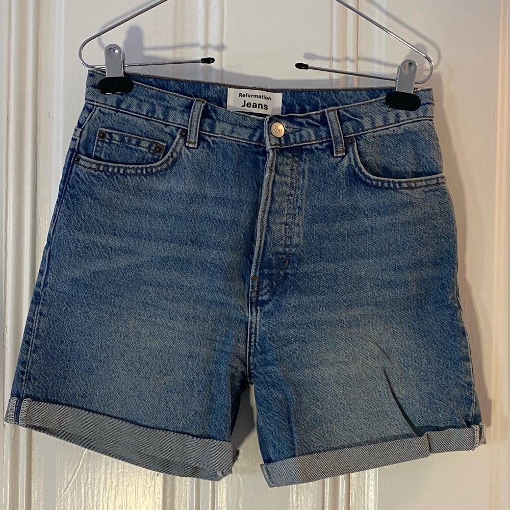 Reformation High Rise Cuffed Jean Shorts